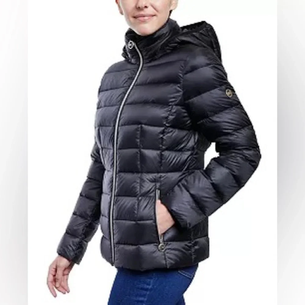 Michael Kors Women's Hooded Packable Down Shine Puffer Coat Size Small New_3